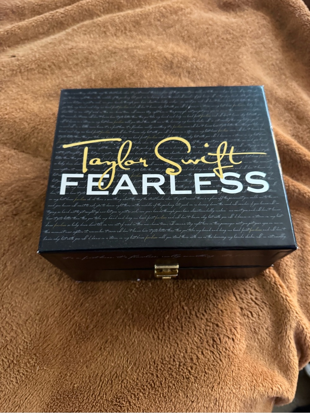Taylor Swift Fearless Keepsake Box - Black with Gold Script and White Text
